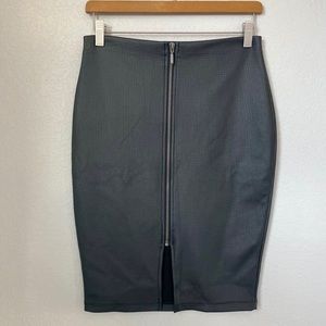 Unique Black Pencil Skirt with Zipper Front
